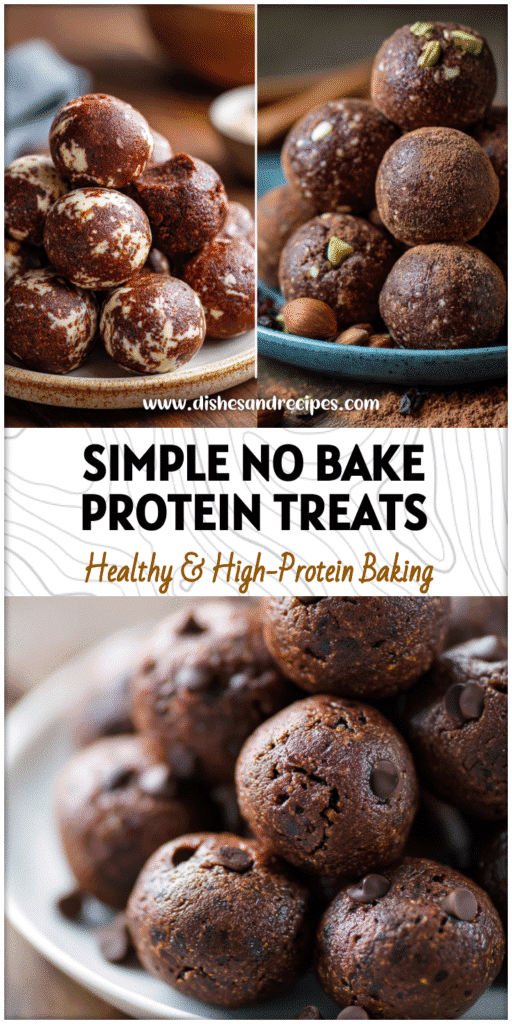Plate of rich No Bake Protein Brownie Bites showing Healthy Protein Brownie Bites and Easy Protein Dessert Ideas for Paleo or Vegan Protein Brownies
